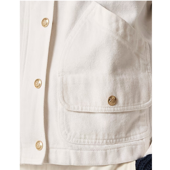 J Crew Short Barn Jacket M White NWT Button Coat Utility Jean CI108 J.Crew - Picture 3 of 6
